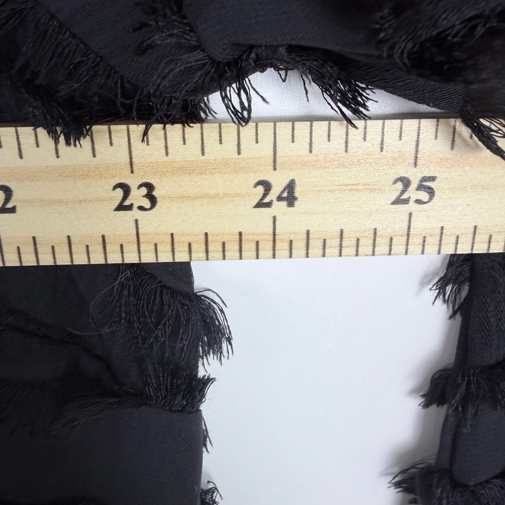 Whimsigoth Party Alfani Black Tiered Fringe Eyelash Chiffon Blouse Top Size XL - Picture 7 of 8